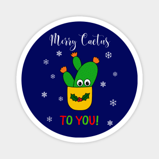 Merry Cactus To You - Opuntia Microdasys Cactus In Christmas Holly Pot Magnet